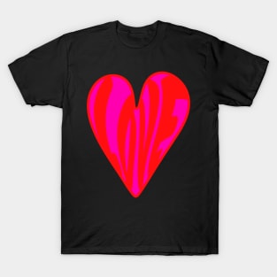 Hippie Style Love Heart, Red and Pink T-Shirt